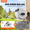 VEVOR Retractable Hose Reel Water Hose Reel 100'x1/2" 180° Swivel Wall-Mounted,Garden Water Hose Reel with 9-Pattern Nozzle,Automatic Rewind